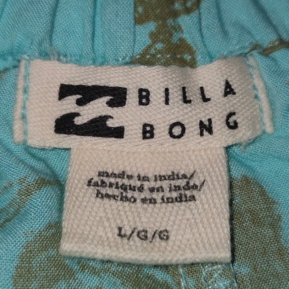 Billabong Womens Turquoise Blue Floral Viscose Maxi Skirt Elastic Waist Large - Picture 2 of 10